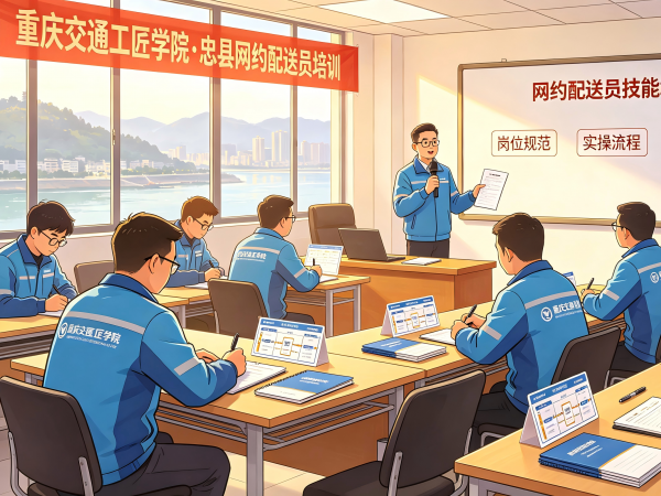 我校（重庆交通工匠学院）教师团队应邀到忠县开展网约配送员技能培训